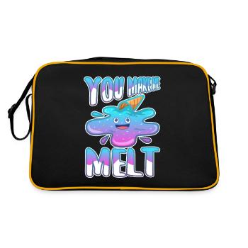 You make me melt, Eiscreme - Retro Tasche - Schwarz/Gold - Hinten