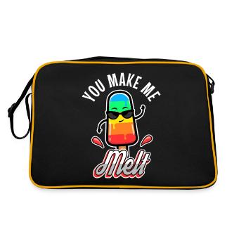 You make me melt, Eiscreme - Retro Tasche - Schwarz/Gold - Hinten