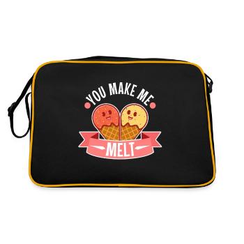 You make me melt, Eiscreme - Retro Tasche - Schwarz/Gold - Hinten