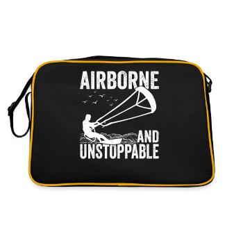Kiteboarder Airborne Kite Surfer Kite Surfing - Retro Bag - black/gold - Back