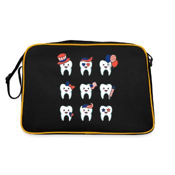 Zahn Zähne Zahnarzt Zahnmedizinische Angestellte - Retro Tasche - Schwarz/Gold - Hinten