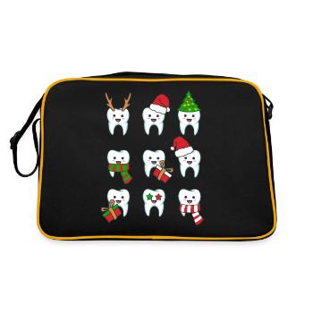 Zahn Zähne Zahnarzt Zahnmedizinische Angestellte - Retro Tasche - Schwarz/Gold - Hinten