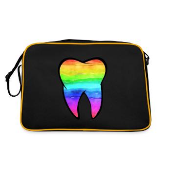 Zahn Zähne Zahnarzt Zahnmedizinische Angestellte - Retro Tasche - Schwarz/Gold - Hinten