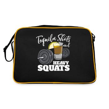 Tequila Shots und schwere Kniebeugen - Retro Tasche - Schwarz/Gold - Hinten