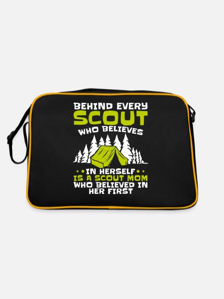Pfadfinder Mutter - Retro Tasche - Schwarz/Gold - Hinten
