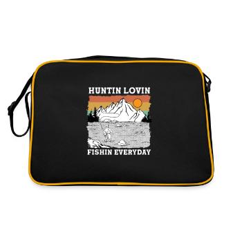 Huntin Fishin Lovin Everyday I Fishing - Retro Tasche - Schwarz/Gold - Hinten