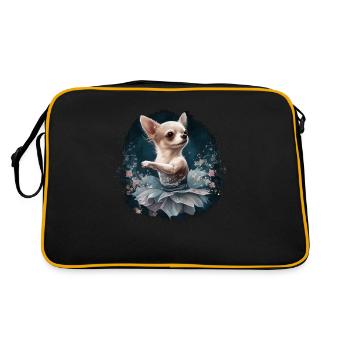 Chihuahua | Ballerina | Ballet | Dance | Dancing | - Retro Tasche - Schwarz/Gold - Hinten