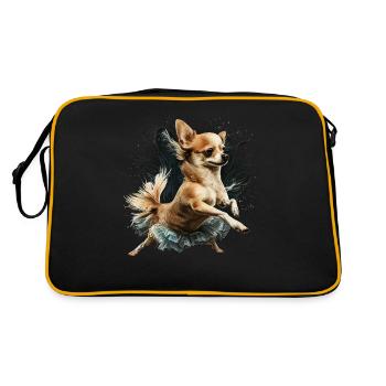Chihuahua | Ballerina | Ballet | Dance | Dancing | - Retro Tasche - Schwarz/Gold - Hinten