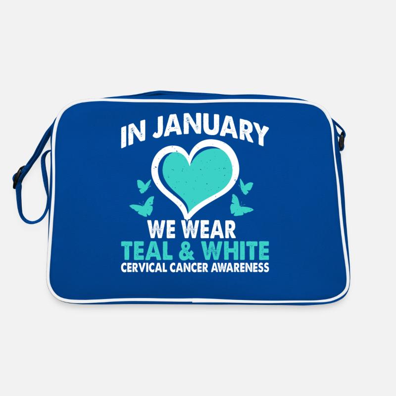 En janvier, nous portons Teal & White Sac Retro