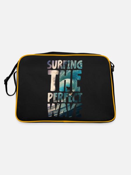 Surfing The Perfect Wave - Retro Tasche - Schwarz/Gold - Hinten