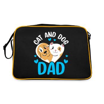 Chat Et Chien Papa Chiens Chats Amoureux - Sac Retro - noir/or - Dos