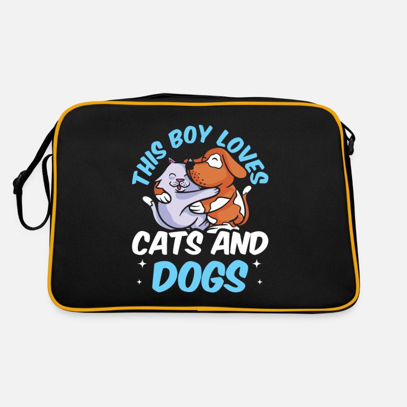Ce garçon aime les chats et les chiens Cat Dog Sac Retro