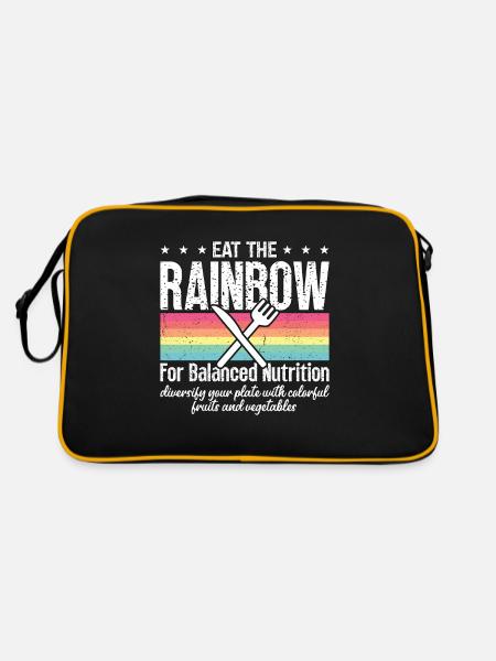 Dietitian Eat The Rainbow For Balanced Vegetarian - Retro Tasche - Schwarz/Gold - Hinten