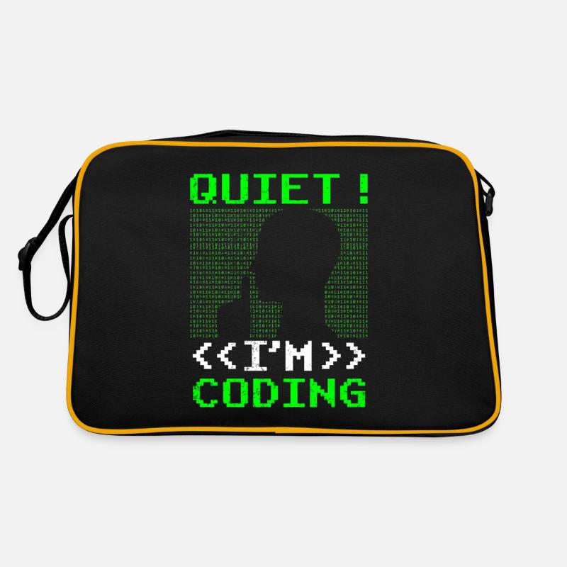 Leise Ich Programmiere Coding Coder Programmieren - Retro Tasche - Schwarz/Gold