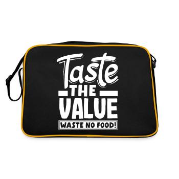 Goûtez la valeur, ne gaspillez pas de nourriture! Conscient - Sac Retro - noir/or - Dos