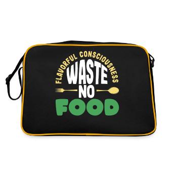 Conscience savoureuse: Ne gaspillez pas de nourriture! Conscient - Sac Retro - noir/or - Dos