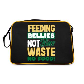 Feeding Bellies, Not Bins Waste No Food! Mindful - Retro Tasche - Schwarz/Gold - Hinten