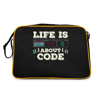Life is all about code coder coding - Retro Bag - black/gold - Back