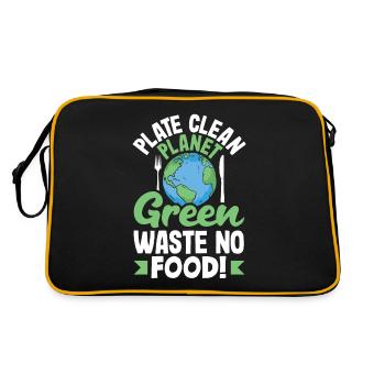Assiette propre, Planet Green Waste No Food! Conscient - Sac Retro - noir/or - Dos
