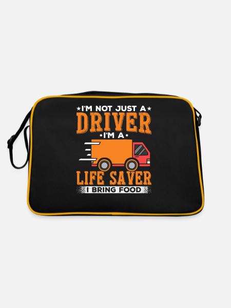 Delivery driver, I bring food, drive - Retro Bag - black/gold - Back