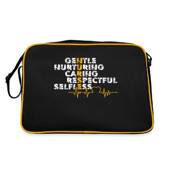 Nurse Nurse Gentle Nurturing Caring Respectful - Retro Bag - black/gold - Back