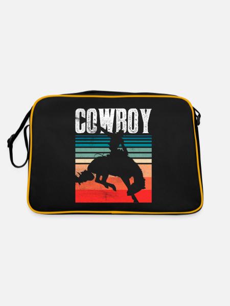 Cowboy Sayings Cute Cowboys Texas - Retro Bag - black/gold - Back