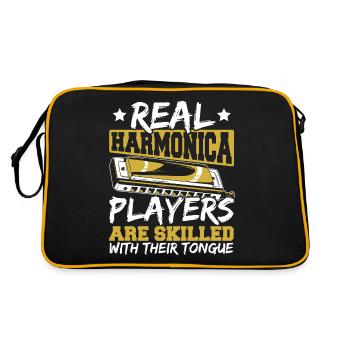 Echte Mundharmonikaspieler sind geschickt mit - Retro Tasche - Schwarz/Gold - Hinten