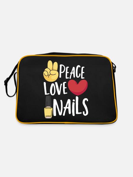 Peace Love Nails Nail Tech Nail Technicien - Sac Retro - noir/or - Dos