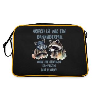 Arbeit ist wie ein Banküberfall ohne die richtigen - Retro Tasche - Schwarz/Gold - Hinten