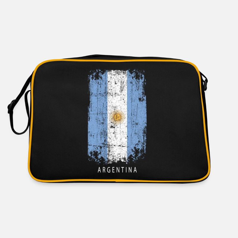 Souvenir avec le drapeau du pays de l’Argentine - Sac Retro - noir/or