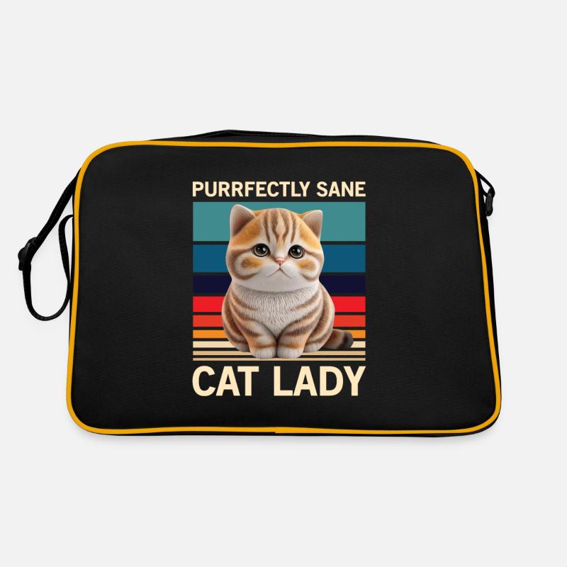 Cat Gift Purrfectly Sane Cat Lady Cat - Retro Bag - black/gold