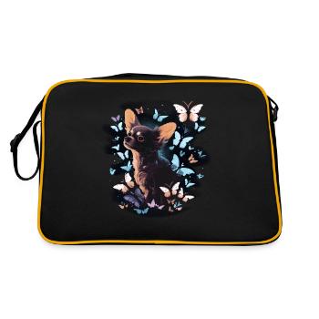 Chihuahua avec papillon |Chien mignon Nature colorée - Sac Retro - noir/or - Dos