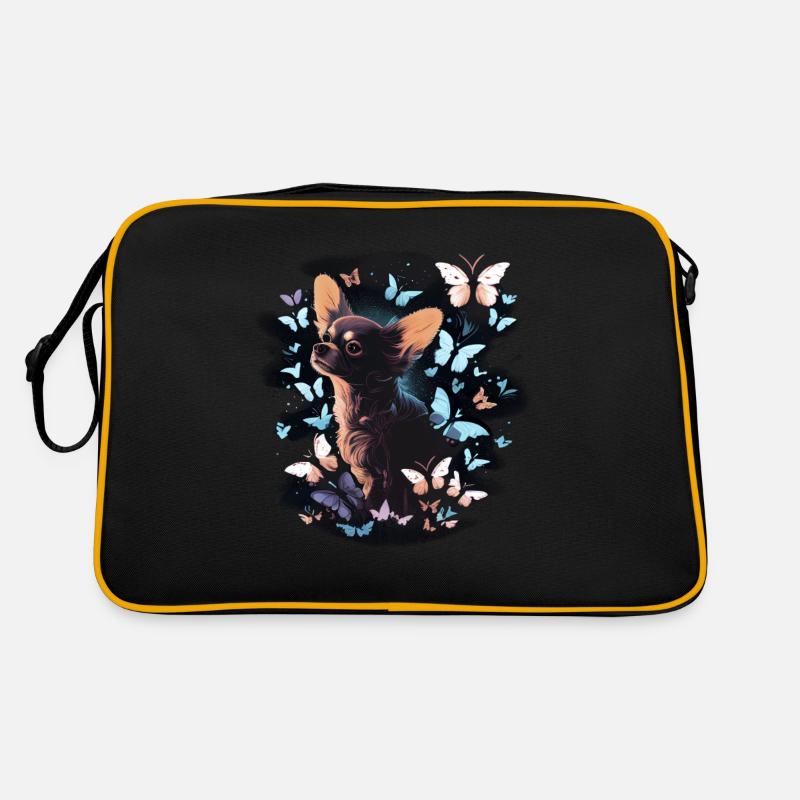 Chihuahua avec papillon |Chien mignon Nature colorée Sac Retro