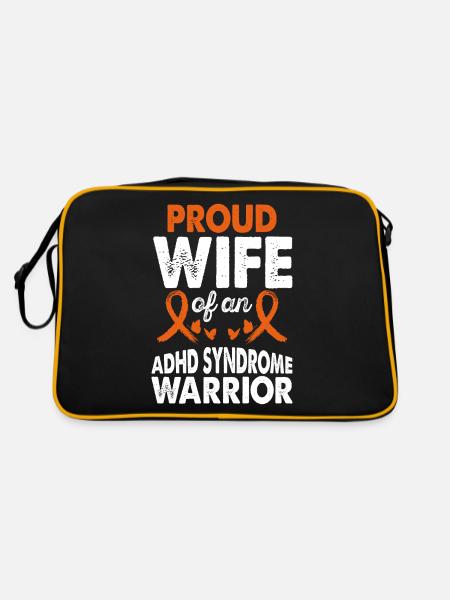 Wife of Adhd Syndrome Warrior Awareness Orange - Retro Bag - black/gold - Back
