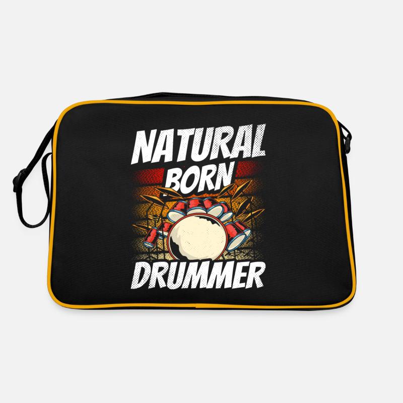 Un batteur né, batteur, batteur, kit de batterie - Sac Retro - noir/or