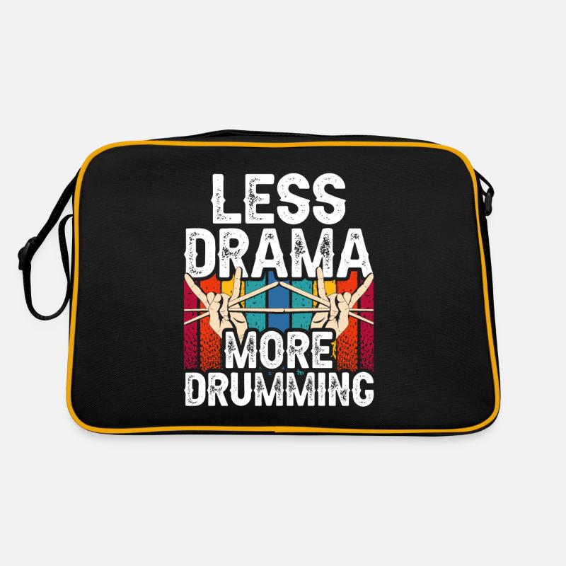Less Drama More Drums Drums Drum - Retro Bag - black/gold