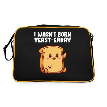 Ich wurde nicht mit Hefe geboren - Retro Tasche - Schwarz/Gold - Hinten