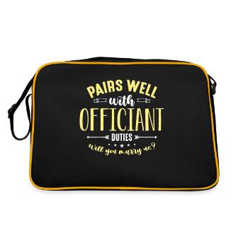Officiant Pairs Well With Pastor Wedding Minister - Retro Bag - black/gold - Back