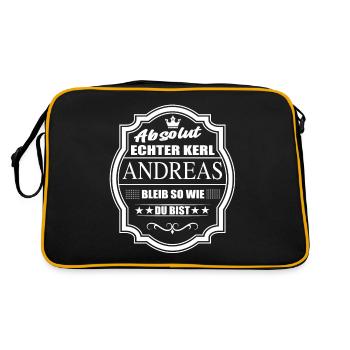 Absolut Echter Kerl Andreas Bleib So Wie Du Bist - Retro Tasche - Schwarz/Gold - Hinten
