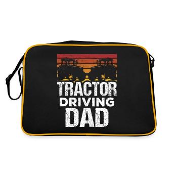 Traktor Fahrender Vater Landwirt Bauernhof Bauer - Retro Tasche - Schwarz/Gold - Hinten
