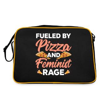 Driven by pizza and feminist anger - Retro Bag - black/gold - Back