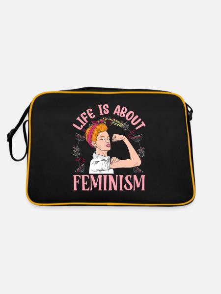 La vie, c’est le féminisme, les femmes féministes - Sac Retro - noir/or - Dos
