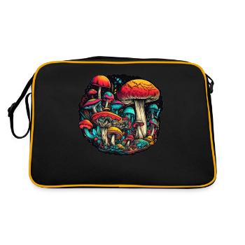 Trippy Mushrooms Abstract Mushrooms Fungus Art - Retro Bag - black/gold - Back