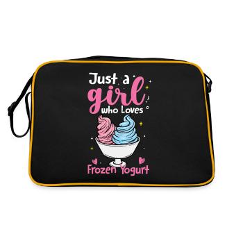 Just A Girl Who Loves Frozen Yogurt - Retro Tasche - Schwarz/Gold - Hinten