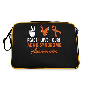 Peace Love Cure Adhd Syndrome Consciousness Orange - Retro Bag - black/gold - Back