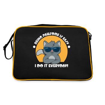 Pawsome zu sein ist einfach, ich mache es jeden Ta - Retro Tasche - Schwarz/Gold - Hinten