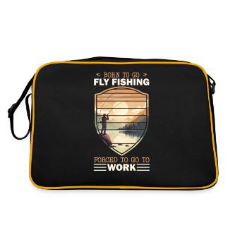 Fly Fishing Retro Sunset at a Mountain Lake - Retro Tasche - Schwarz/Gold - Hinten