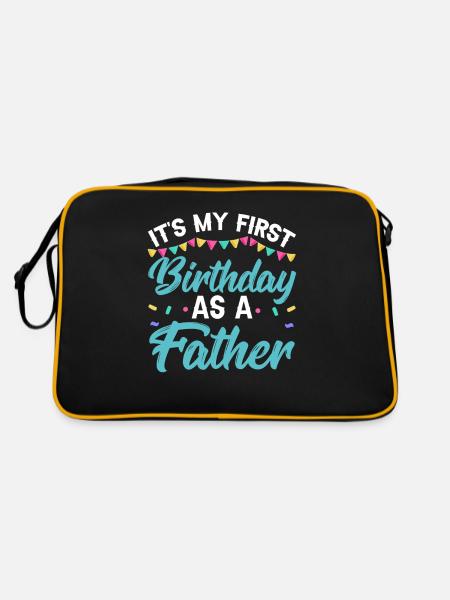 Es Ist Mein Erster Geburtstag Als Vater Papa Papi - Retro Tasche - Schwarz/Gold - Hinten