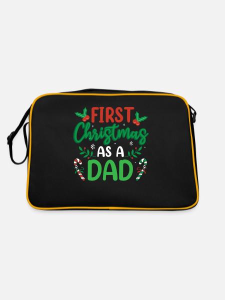 The first Christmas as a father family pregnant - Retro Bag - black/gold - Back