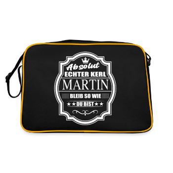 Absolut Echter Kerl Martin Bleib So Wie Du Bist - Retro Tasche - Schwarz/Gold - Hinten